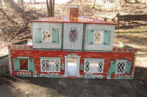 Vintage 1950 T COHN Superior Toy Metal Tin Litho Dollhouse